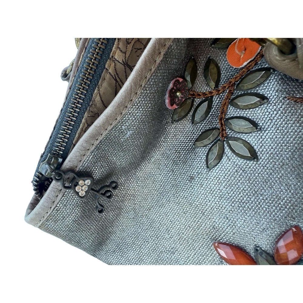 Anthropologie Ipa-Nima Handbag Tote Beaded Embroidered Floral Leather Handles - Picture 5 of 14